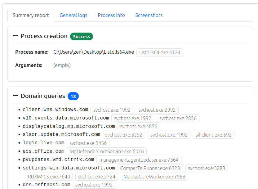 Summary report view